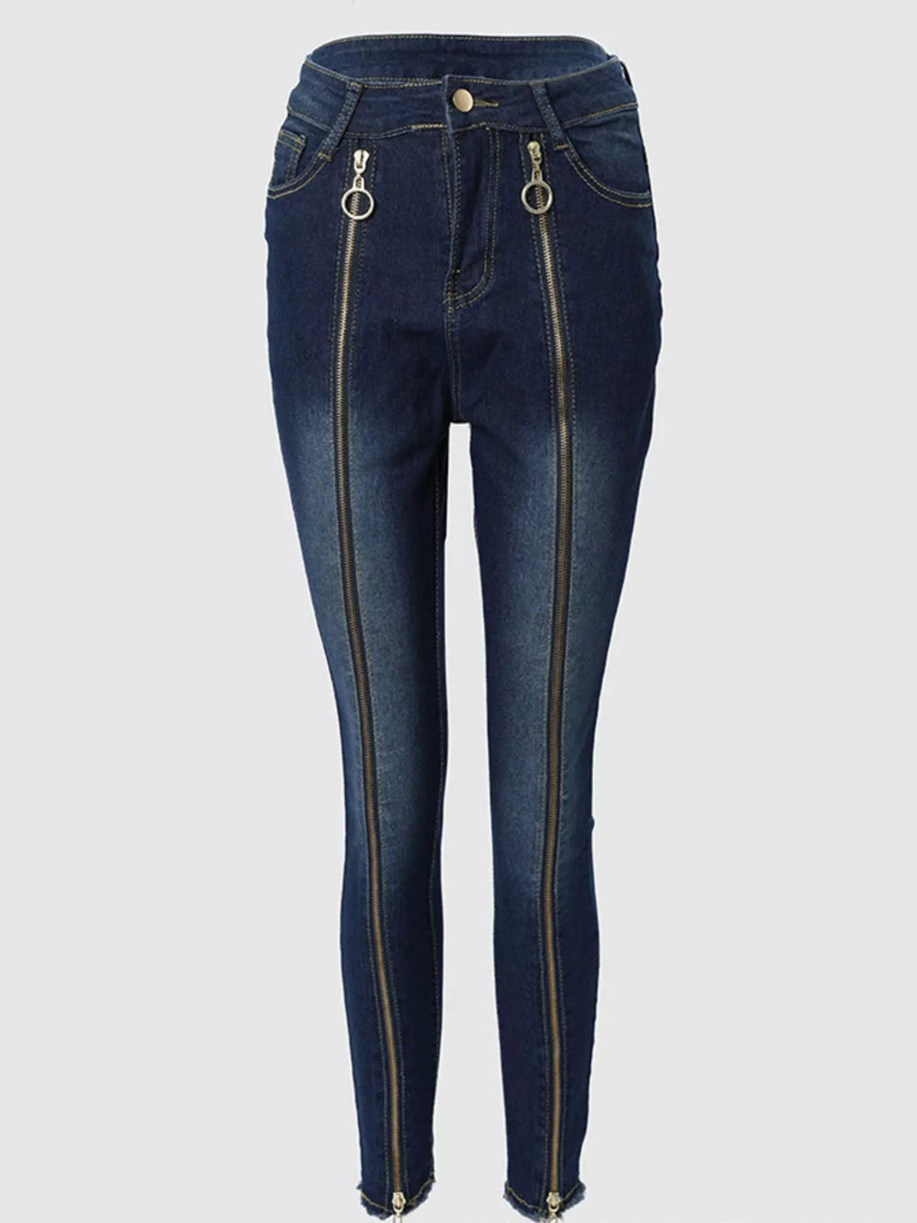 Zipper Front Skinny Jeans - Lara-moda store