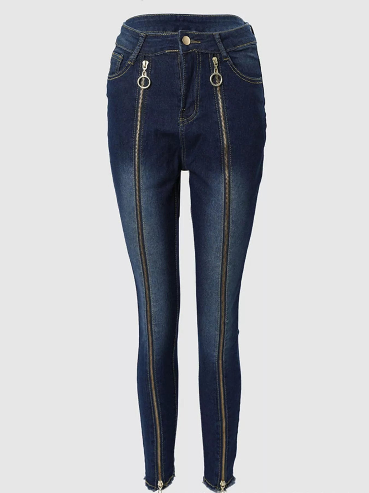 Zipper Front Skinny Jeans - Lara-moda store
